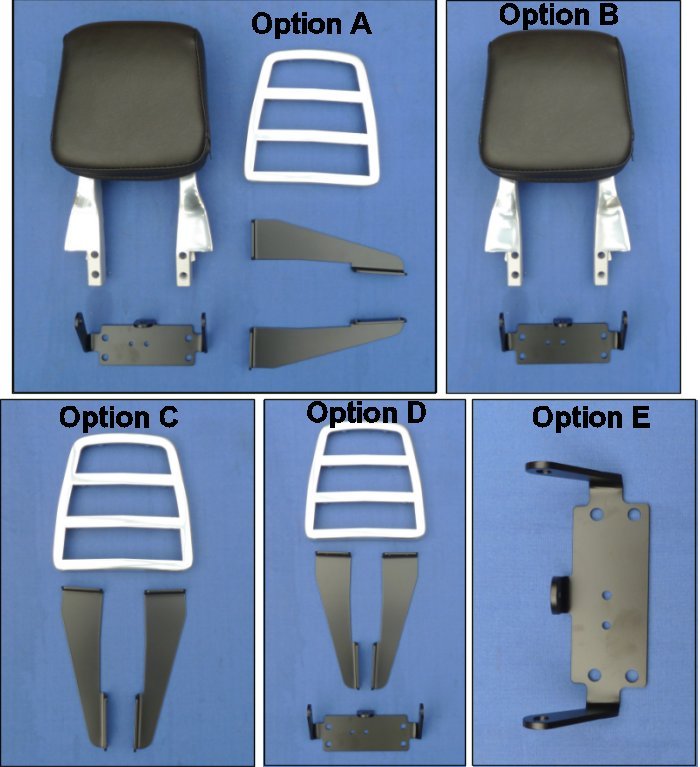 Sissy bar with pad & rack (inc. brackets) (1200)