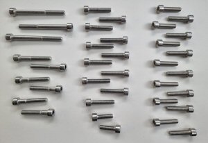 Engine case cover stainless cap head bolts. (1200)